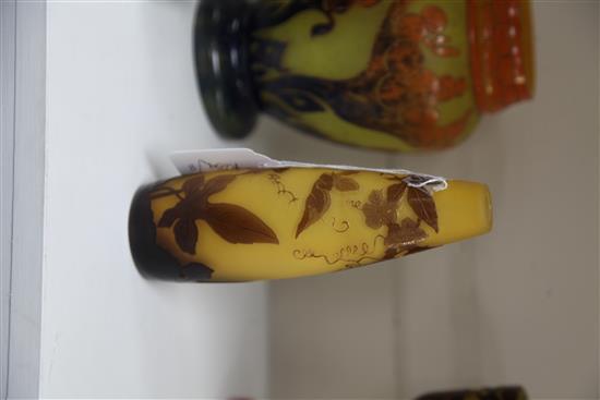 A Galle cameo glass conical vase, c.1905, height 18cm
